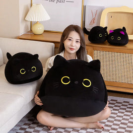 Big Size Plush Cat Pillow Round Black Cat Bed Cushion Sleeping Toys Stuffed Soft Animal Dolls Kids Birthday Gift