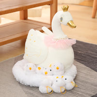 Swan Chick Family Plush Toy Chicken Mother Baby Lifelike Animals Stuffed Doll With Nest Kids Comforting Gift