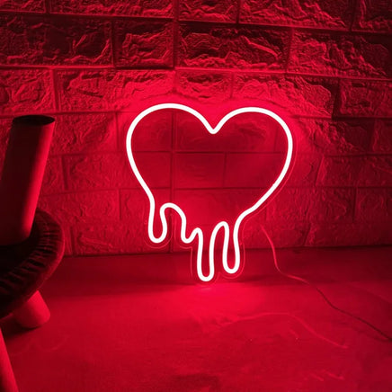 Melting Heart Neon Sign Bleeding Dripping Heart LED Light Home Wall Decor Bedroom Decoration