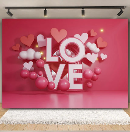 Valentine's Day Backdrop Red Love Heart Balloon Romantic Bridal Shower Photography Background