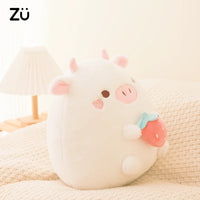 Kawaii Stuffed Animal Strawberry Cow Popcorn Cat Plushies Doll Huggable Fat Big Hug Pillow Sofa Bed Decor Cushion