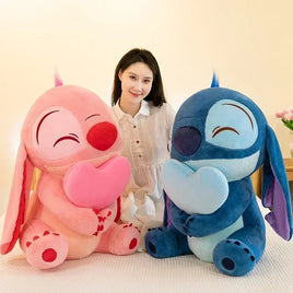 Lilo & Stitch Pink Heart Doll Cartoon Angel Plush Toy Cute Anime Soft Stuffed Kawaii Children's Birthday Gift