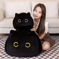 Big Size Plush Cat Pillow Round Black Cat Bed Cushion Sleeping Toys Stuffed Soft Animal Dolls Kids Birthday Gift