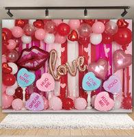 Valentine's Day Backdrop Red Love Heart Balloon Romantic Bridal Shower Photography Background