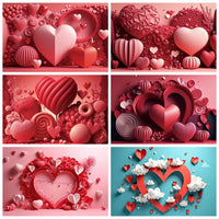 Valentine's Day Backdrop Red Love Heart Balloon Romantic Bridal Shower Photography Background