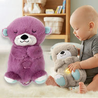 Baby Breathe Bear Soothes Baby Otter Plush Toy Soothing Music Sleep Companion Sound And Light