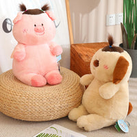 Funny DIY Hairstyle Cute Pig Plush Toys Anime Soft Stuffed Animals Chubby Dog Bear Doll Freely Change Hairstyle