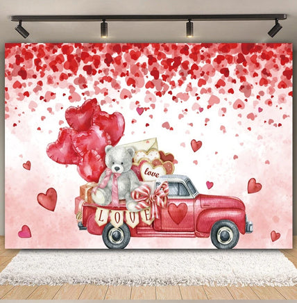 Valentine's Day Backdrop Red Love Heart Balloon Romantic Bridal Shower Photography Background