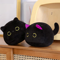 Big Size Plush Cat Pillow Round Black Cat Bed Cushion Sleeping Toys Stuffed Soft Animal Dolls Kids Birthday Gift