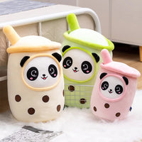 Tea Cup Panda Bubble Tea Pillow Cute Fruit Drink Plush Stuffed Soft Apple Strawberry Milk Tea Kids Gift