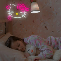 Hello Kitty Neon Sign Anime Kitty Room Decor Lights for Girls Room Dimmable USB Wall Hanging Decor 