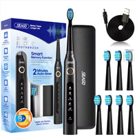 Seago Sonic Toothbrush Electric Toothbrush Cleaning Teeth 5 Modes with 8 Replaceable Brush Heads 2 Min Timer With Portable Box - Lusy Store LLC 