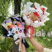 My Melody Kuromi Stuffed Animals Plush Toy With Roses Creative Bouquets Christmas Halloween Gifts