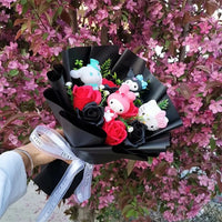 Kuromi My Melody Cinnamoroll Hello Kitty Soap Flower Cartoon Plush Bouquet Valentine's Day Christmas Graduation Gift