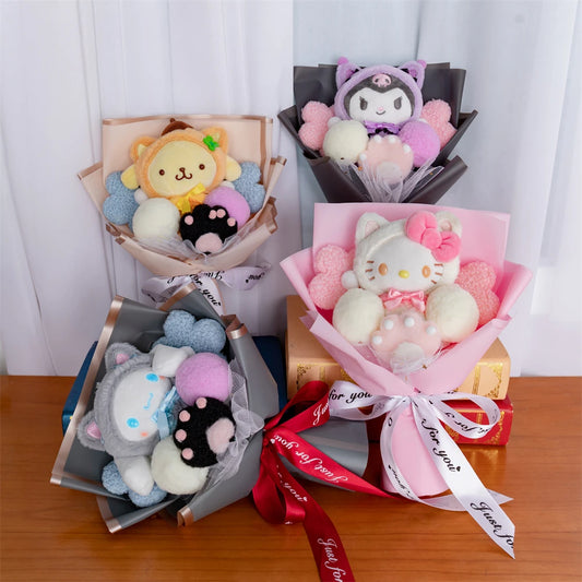 Kuromi My Melody Cinnamoroll Hello Kitty Plush Bouquet Woman Valentine's Day Girls Christmas Gifts