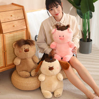 Funny DIY Hairstyle Cute Pig Plush Toys Anime Soft Stuffed Animals Chubby Dog Bear Doll Freely Change Hairstyle