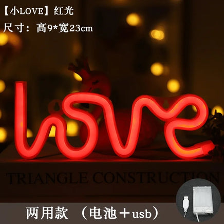 Love LED Neon Sign Light Glowing Valentine's Day Propose Festival Decoration