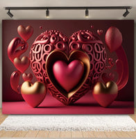 Valentine's Day Backdrop Red Love Heart Balloon Romantic Bridal Shower Photography Background