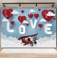 Valentine's Day Backdrop Red Love Heart Balloon Romantic Bridal Shower Photography Background