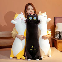 Long Giant Cats Plush Toy Cylidrical Animal Bolster Pillow Cat Stuffed Plushie Children Sleeping Friend Gift