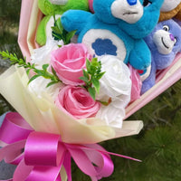 Care Bear Plush Doll Handmade Flower Bouquets Stuffed Animals Valentine Birthday Gifts