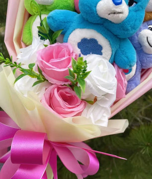 Care Bear Plush Doll Handmade Flower Bouquets Stuffed Animals Valentine Birthday Gifts