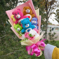 Care Bear Plush Doll Handmade Flower Bouquets Stuffed Animals Valentine Birthday Gifts