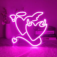 Angel Demon Neon Signs LED Neon Light Sign Light Up for Wall Decor Bar Living Room Valentine's Day Girl Gift