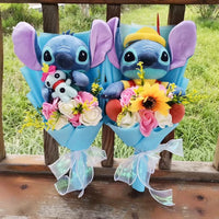 Lilo & Stitch Plush Bouquet With Soap Rose Sunflower Flower Bouquet Valentine's Day Christmas Birthday Gift