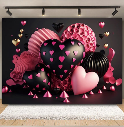 Valentine's Day Backdrop Red Love Heart Balloon Romantic Bridal Shower Photography Background