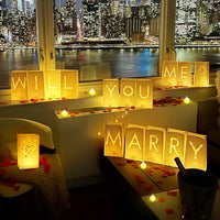 Will You Marry Me Luminous Paper Bag Wedding Proposal Decoration with Illuminated Letter Logo and LED light For Proposal Party