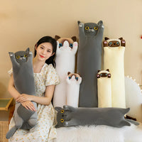 Giant Gray Long Cat Plush Pillow Kawaii Soft Stuffed Squishy Sofa Cushion Decor Gifts For Girls