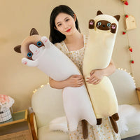 Giant Gray Long Cat Plush Pillow Kawaii Soft Stuffed Squishy Sofa Cushion Decor Gifts For Girls