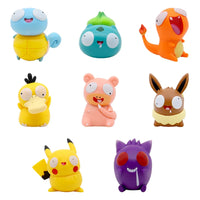 8pcs/set Pokemon Silly Kawaii Big Eye Pikachu Charmander Bulbasaur Funny Gk Action Figure Gift