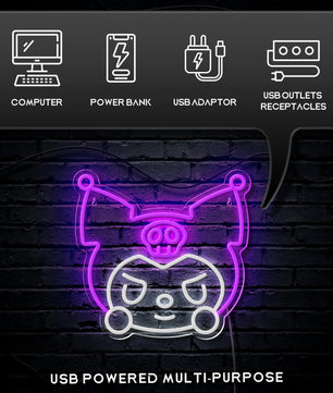 Kuromi Neon Sign Cartoon for Family Bedroom Games Room LED Light Sign Gift