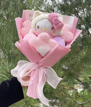 Hello Kitty Plush Doll Toys Creative Handmade Bouquet Valentine Graduation Gifts