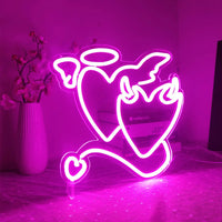 Angel Demon Neon Signs LED Neon Light Sign Light Up for Wall Decor Bar Living Room Valentine's Day Girl Gift