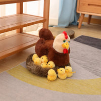 Swan Chick Family Plush Toy Chicken Mother Baby Lifelike Animals Stuffed Doll With Nest Kids Comforting Gift