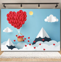 Valentine's Day Backdrop Red Love Heart Balloon Romantic Bridal Shower Photography Background