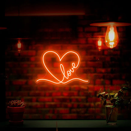 Love Neon Sign Love Heart LED Lights Wall Art Decor Valentines Gift for Girl Friend Bedroom Night Lamp Game Home