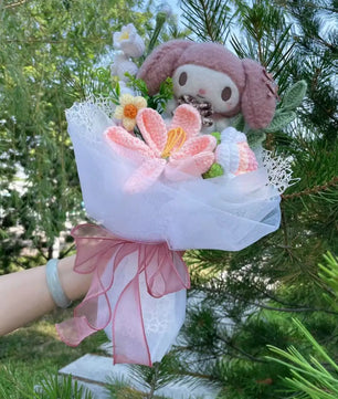 My Melody Kuromi Cinnamoroll Hello Kitty Plush Doll Creative Handmade Bouquet Valentine Graduation Gifts