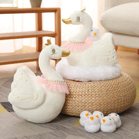 Swan Chick Family Plush Toy Chicken Mother Baby Lifelike Animals Stuffed Doll With Nest Kids Comforting Gift