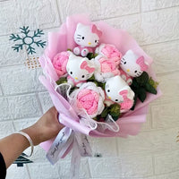 Hello Kitty Plush Bouquet  Anime Rose Soap Flowers Home Wedding Decoration Christmas Valentine's Day Gift