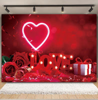 Valentine's Day Backdrop Red Love Heart Balloon Romantic Bridal Shower Photography Background