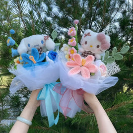 My Melody Kuromi Cinnamoroll Hello Kitty Plush Doll Creative Handmade Bouquet Valentine Graduation Gifts