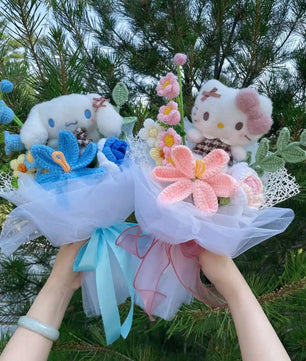 My Melody Kuromi Cinnamoroll Hello Kitty Plush Doll Creative Handmade Bouquet Valentine Graduation Gifts