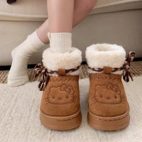 Hello Kitty Snow Boots Anime Sanrio Women Y2k Cute Warm Cotton Shoes Kawaii Winter Non Slip Short Boot Gift