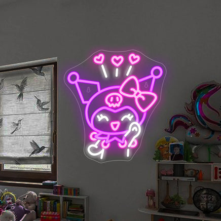 Kuromi Neon Sign Sanrio Cartoon Japanese Anime Led Dimmable Room Decoration For Game Room