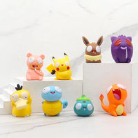 8pcs/set Pokemon Silly Kawaii Big Eye Pikachu Charmander Bulbasaur Funny Gk Action Figure Gift