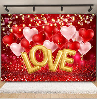 Valentine's Day Backdrop Red Love Heart Balloon Romantic Bridal Shower Photography Background